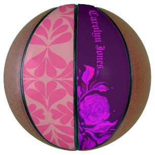 Ballon De Basket Gravure de rose gothique vintage personnalisée
