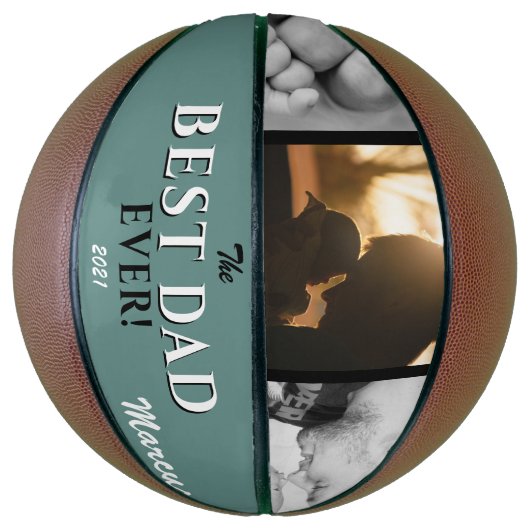 Ballon De Basket Green Best Papa Ever Père`Jour Keepsaké 3 Photo (Vertical)