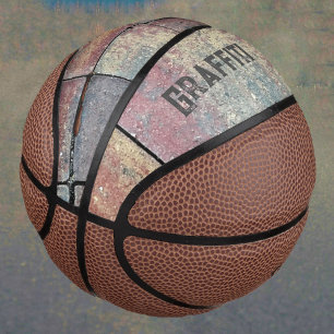 Ballon De Basket Grunge urbain À damiers brique personnalisable