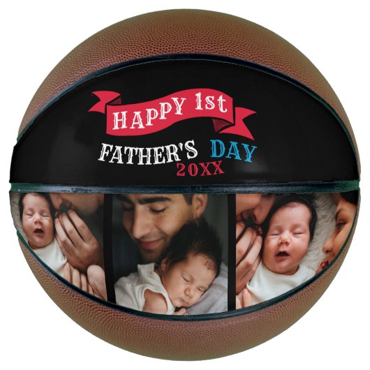 Ballon De Basket Happy 1ère Fête des pères Photo Collage Typographi (Devant)