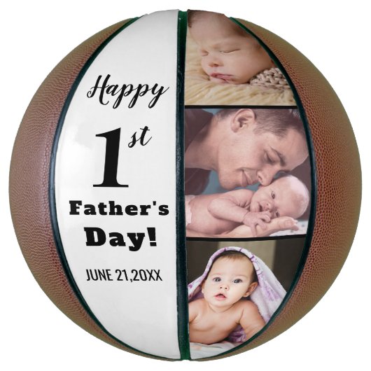 Ballon De Basket Happy First Fête des pères 3 Photo Collage (Vertical)