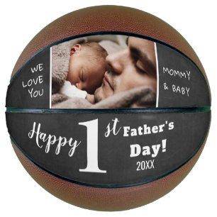 Ballon De Basket Happy First Fête des pères Chalkboard Photo pers