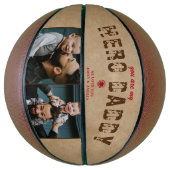 Ballon De Basket Héros rustique Daddy Père`s Day 2 Photo Collage (Vertical)