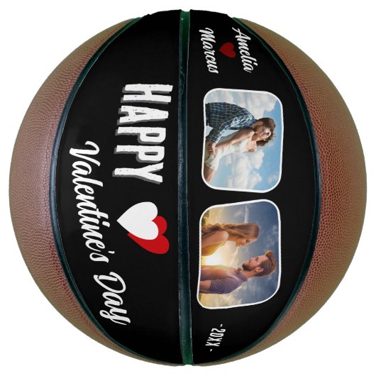 Ballon De Basket Heureuse Sainte-Valentin noir moderne 2 photos (Vertical)