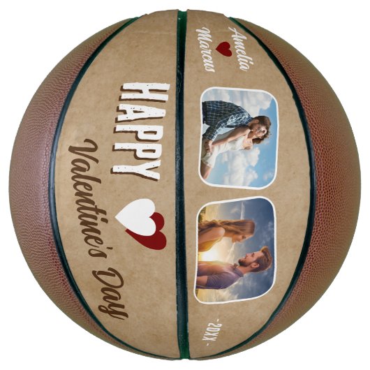 Ballon De Basket Heureuse Sainte-Valentin rustique 2 Photos (Vertical)
