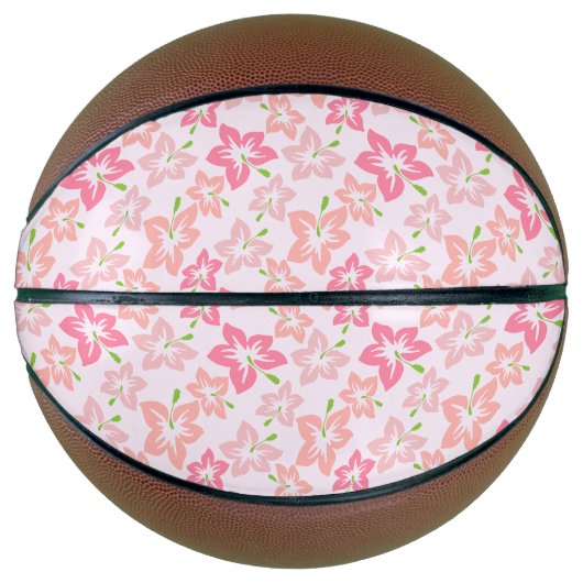 Ballon De Basket Hibiscus Rose, Fleurs Roses, Motif De Fleurs (Devant)