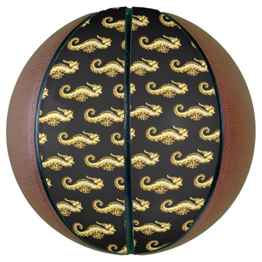 Ballon De Basket Hippocampe Polygonal Or (Vertical)