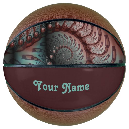 Ballon De Basket Imaginaire Abstrait Vivid Fractal Art Brown Nom bl (Devant)