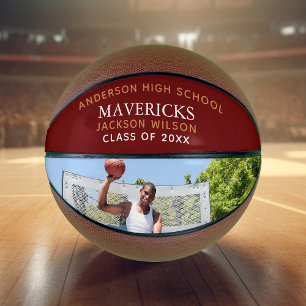 Ballon De Basket Joueur du lycée de Maroon Photo personnalisée