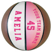 Ballon De Basket Joueur en métal rose moderne Nom de l'équipe Numér (Vertical)