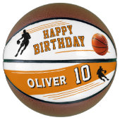 Ballon De Basket Joueur moderne Silhouette Stripe Joyeux Anniversai (Devant)