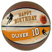 Ballon De Basket Joueur moderne Silhouette Stripe Joyeux Anniversai (Devant)