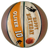 Ballon De Basket Joueur moderne Silhouette Stripe Joyeux Anniversai (Vertical)