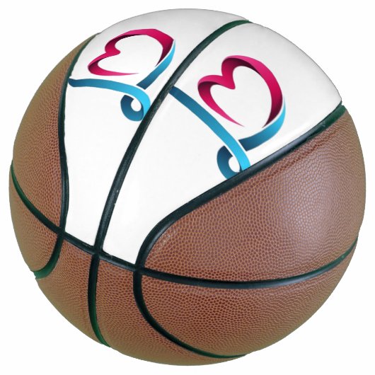 Ballon De Basket Love Heart Script Basketball - Romantique Personna (Incliné)