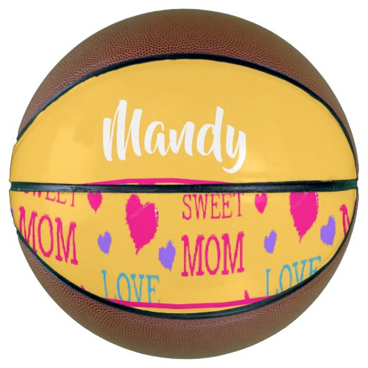 Ballon De Basket Love you maman texte sur orange (Devant)