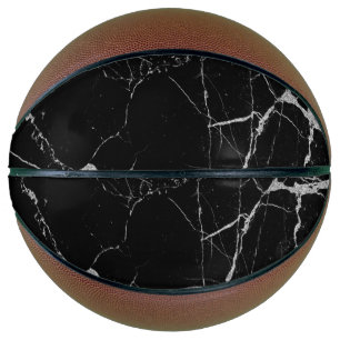 Ballon De Basket Marbre veiné noir et argent