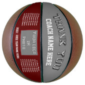 Ballon De Basket Maroon, Grey, Basketball Coach Appréciation Cadeau (Vertical)