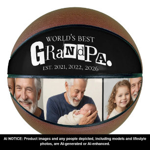 Ballon De Basket Meilleur Grand-Père du Monde Est Photo Collage