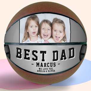 Ballon De Basket Meilleur Papa Boules Argentées Noires Photo Fête d