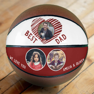 Ballon De Basket Meilleur Papa Cœur Rouge Fête des Pères 3 Photos