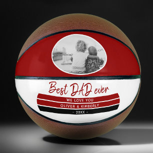 Ballon De Basket Meilleur Papa de Tous les Temps Photo Moderne Roug