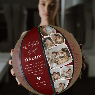 Ballon De Basket Meilleur Papa du Monde Grille Multi Photo Moderne
