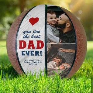 Ballon De Basket Meilleur Papa en Bois Rustique Cœur Rouge Photo de