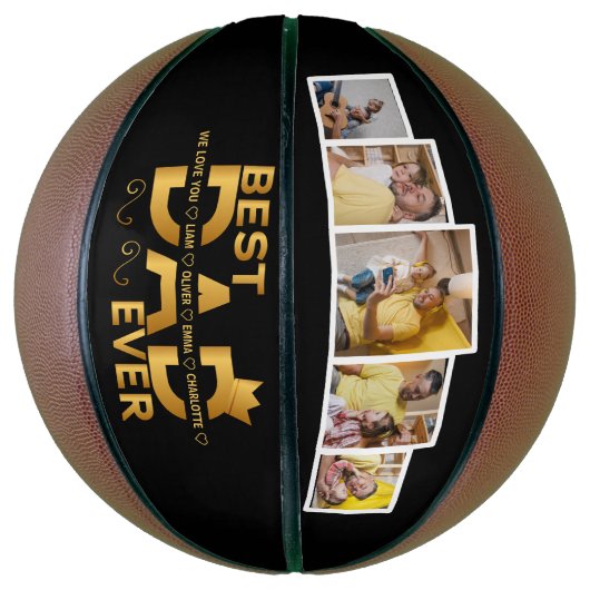 Ballon De Basket Meilleur Papa Jamais Personnalisé Famille 5 Photo (Vertical)