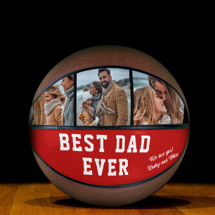 Ballon De Basket Meilleur papa Jamais Photo personnalisée Rouge