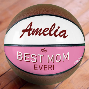 Ballon De Basket Meilleure Maman Ever Rose Fête des Mères Nom Perso