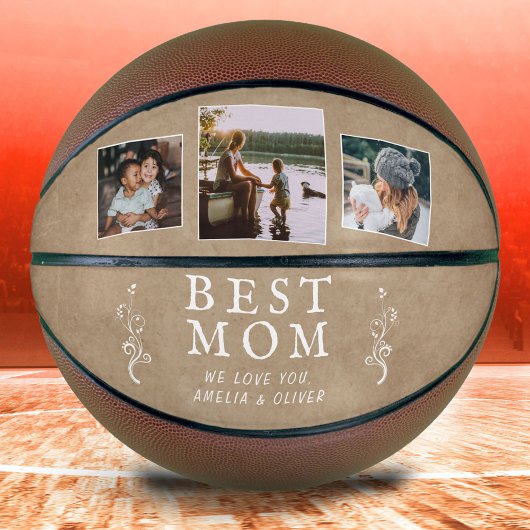 Ballon De Basket Meilleure maman Foliage rustique 3 Photos personna