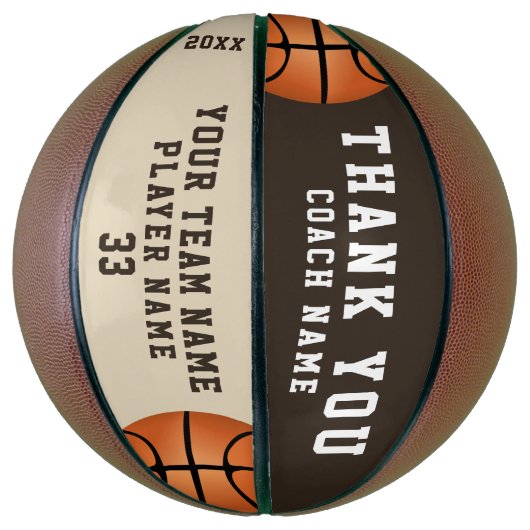 Ballon De Basket Merci Coach Nom de l'équipe (Vertical)