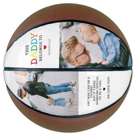 Ballon De Basket Mignon 'Ce Papa Appartient À' Photo Collage (Devant)