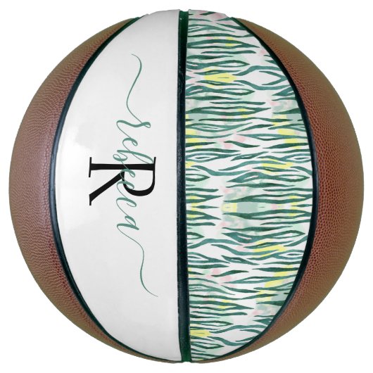 Ballon De Basket Modèle Zebra tendance | Monogramme (Vertical)