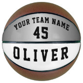Ballon De Basket Modern Silver Metallic Player Team Name Number (Devant)