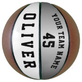 Ballon De Basket Modern Silver Metallic Player Team Name Number (Vertical)