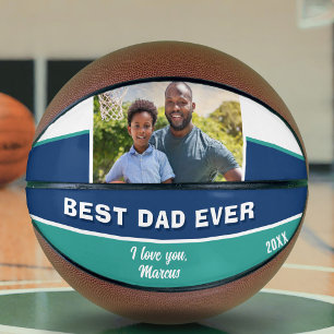 Ballon De Basket Moderne Bleu Meilleur Père Jamais Photo Père