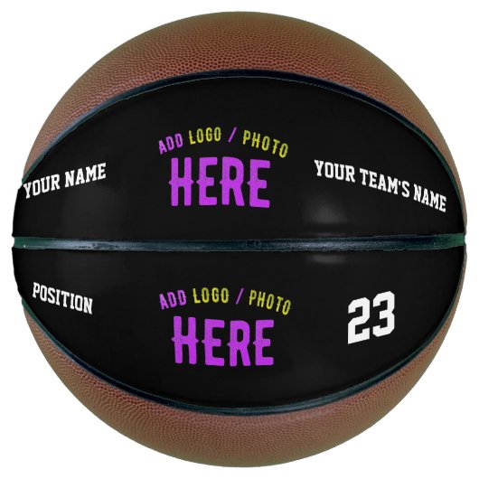 BALLON DE BASKET MODERNE ET MODERNE PERSONNALISABLE NOIR VÉRIFIÉ (Devant)