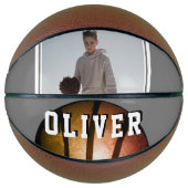 Ballon De Basket Moderne Métallo Orange Nom Photo (Devant)