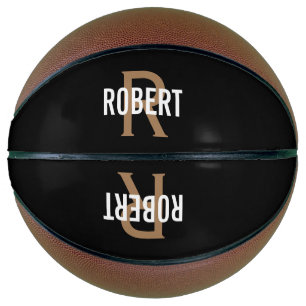 Ballon De Basket Monocérogramme d'or noir moderne nom de basket-bal