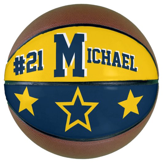 Ballon De Basket Monogram Blue & Maze Gold (Devant)