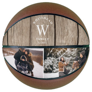Ballon De Basket Monogram Light Wood Photo Collage Basketball