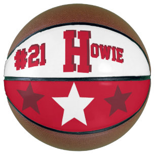 Ballon De Basket Monogramme Basket-ball rouge et blanc