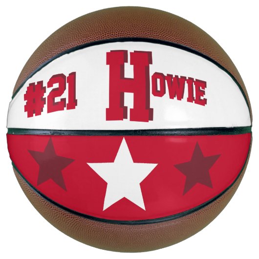 Ballon De Basket Monogramme Basket-ball rouge et blanc (Devant)