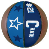 Ballon De Basket Monogramme bleu et blanc (Vertical)