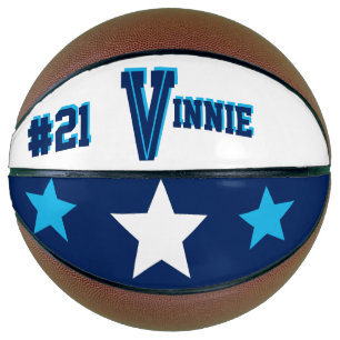 Ballon De Basket Monogramme bleu et blanc