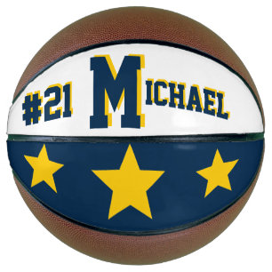 Ballon De Basket Monogramme bleu et or