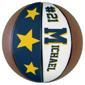Ballon De Basket Monogramme bleu et or (Vertical)
