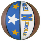 Ballon De Basket Monogramme bleu et or (Vertical)