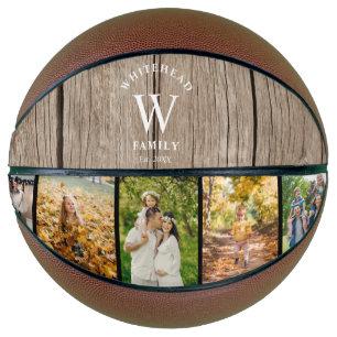Ballon De Basket Monogramme Bois clair 5 Collage photo